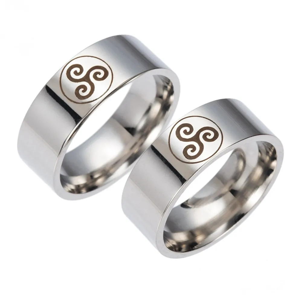 Stainless Steel Teen Wolf  Ring 8mm Triskele Triskelion Allison Argent Movie Men and Women Jewelry