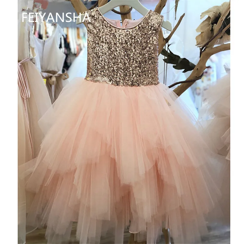 

2-14 Floor-Length Kids Sequin Flower Girls Dress Kids Pageant Party Wedding Ball Gown Prom Princess Formal Occassion Girls Dress