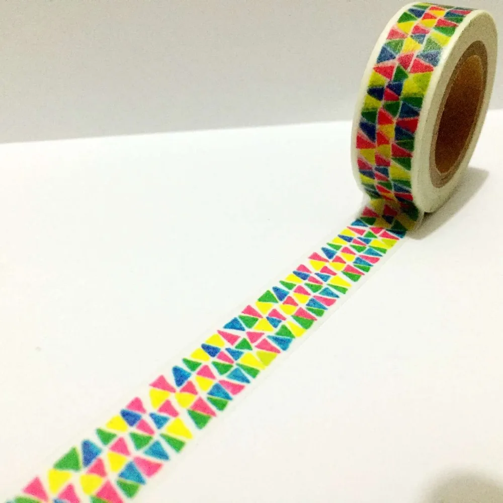 Cinta de Papel washi de alta calidad, cinta adhesiva japonesa washi de 15mm x 10m, triángulos de color, envío gratis