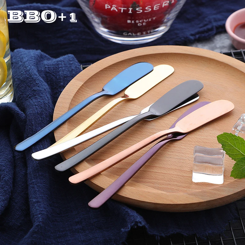 Posate occidentali coltello da burro in acciaio inossidabile formaggio Dessert marmellata spalmatori crema oro nero oro rosa coltelli strumento per la colazione