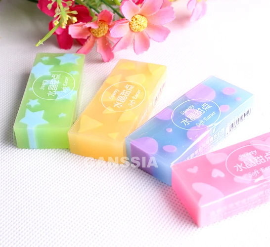 

1PC Kawaii Office Erasers Jelly Colored Soft Durable Rubber Eraser School Papelaria Material Kids Supplies (SS-2025)