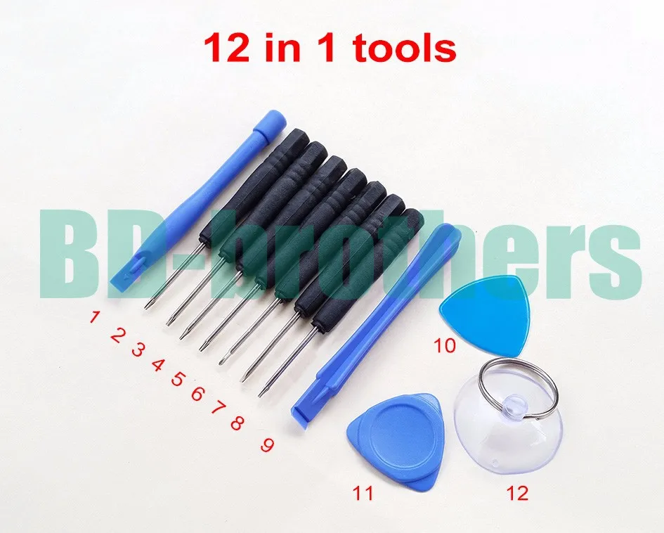 

12 in 1 Opening Tools Kit Screwdriver Repair Tool T3 T4 T5 T6 For iPhone Samsung MOTO Nokia SIEMENS Phone 100sets/lot