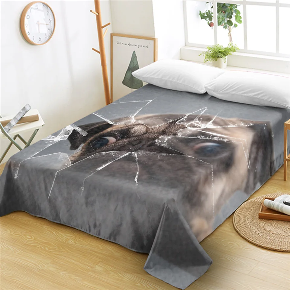 BeddingOutlet 3D Print Dog Bed Sheet Lovely Dachshund Flat Sheet Brown Pug Bedspreads 1-PC Cute Puppy drap de lit Dropshipping