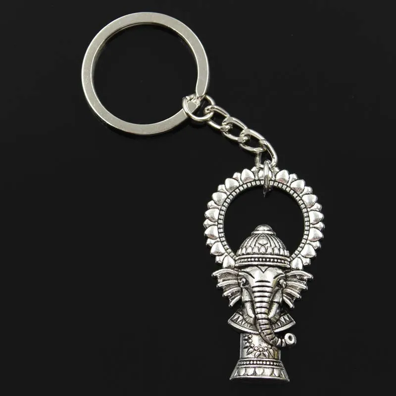 Corrente de Metal Masculina, Ganesha Vintage, Elefante, Buda, Cor Prata, Presente Pingente, Nova Moda, 30mm, 50x28mm