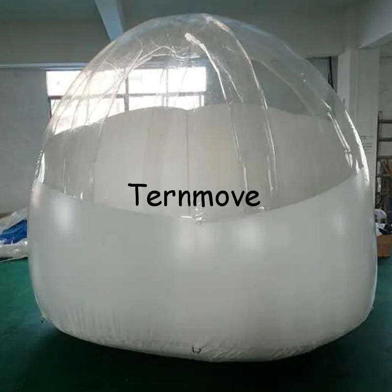 3m diameter Outdoor Inflatable Bubble Camping lodging Tent Inflatable half Transparent half white bubble hotel Tent with support