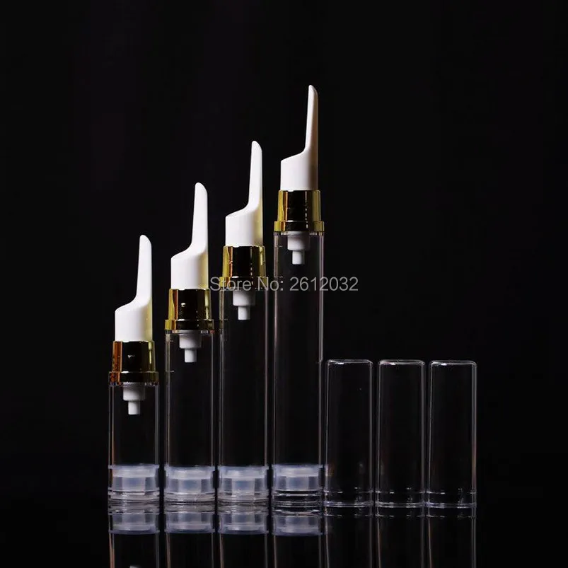 

5ml 10ml 12ml 15ml Eye Cream Airless Bottle BB Cream Containers Gold Pump Cap Travel Size Plastic Vials Containers for Eye Cream