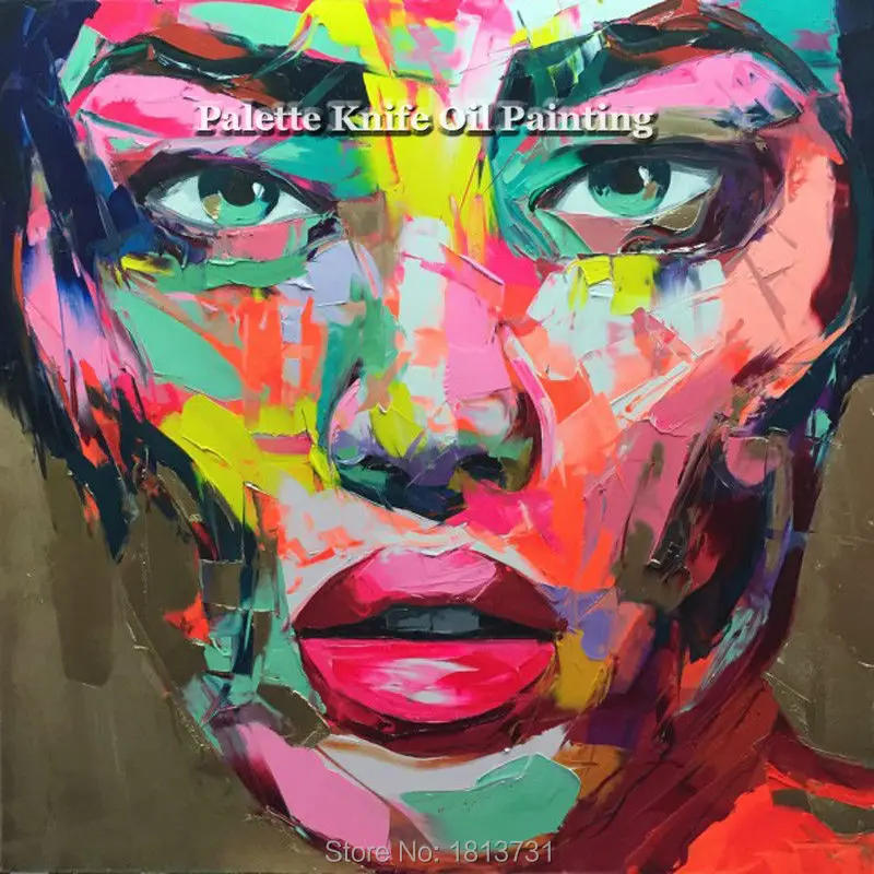 

Hand painted Francoise Nielly Palette knife portrait Face Oil painting Character figure canva wall Art picture16-2