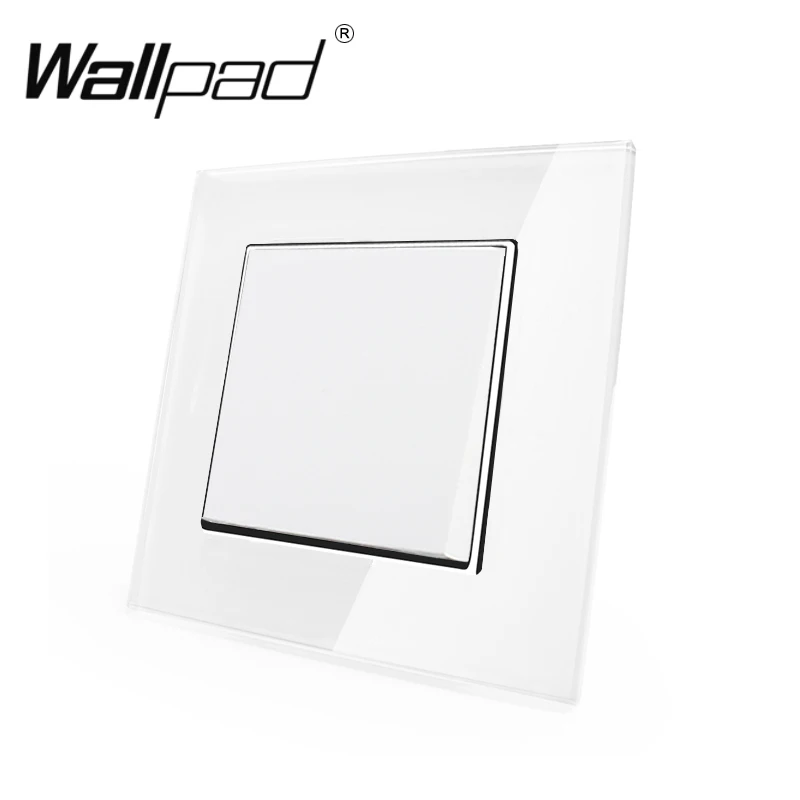 1 Gang 1 Way Switch Button Wallpad 110-250V White Crystal Glass Schuko EU European Standard 1 Gang Switch with Claws Round Box