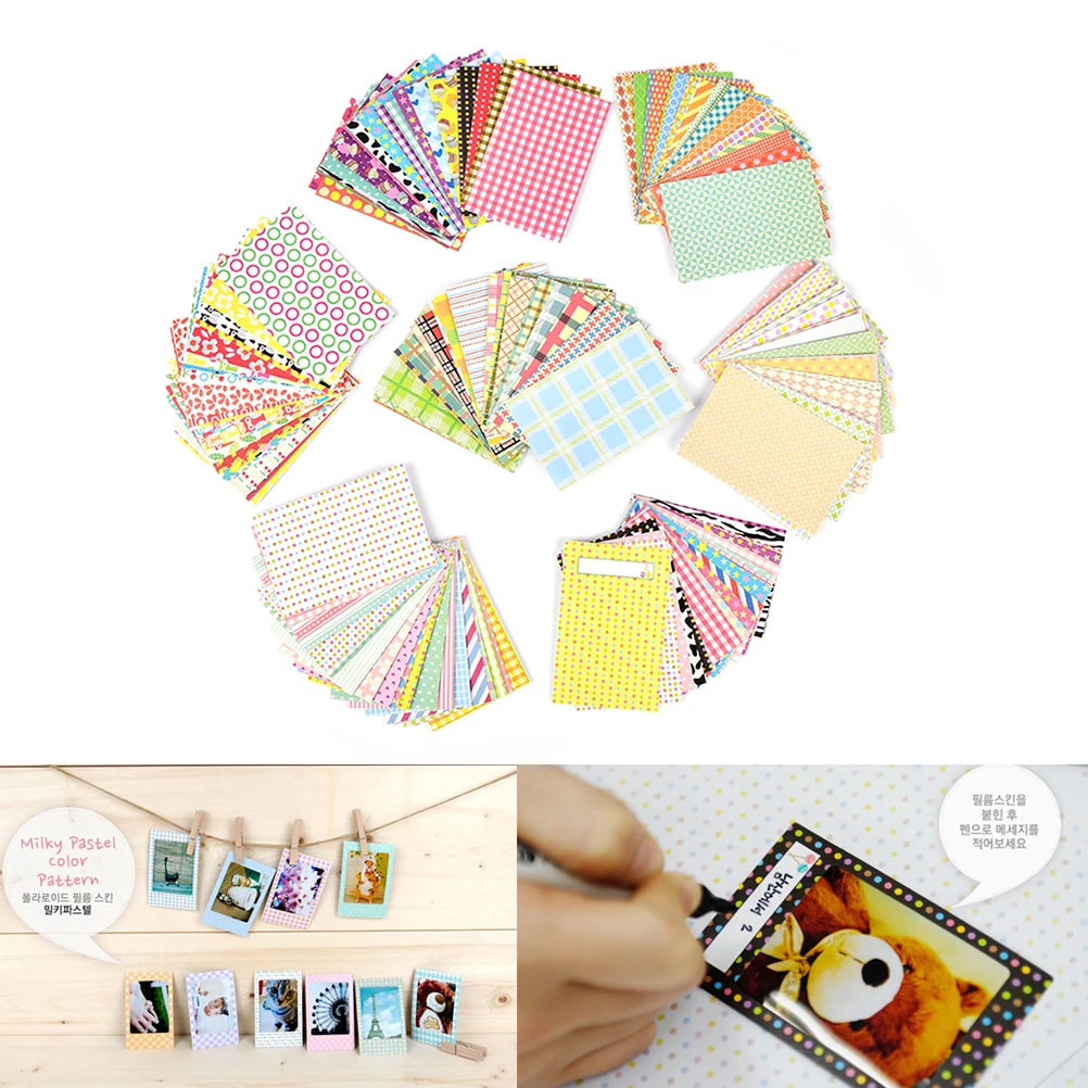 20 Pcs/Lot DIY Scrapbook Decorative Paper Photos Frame For Instax Mini Film Candy Color Photo Albums Stickers Home Decor