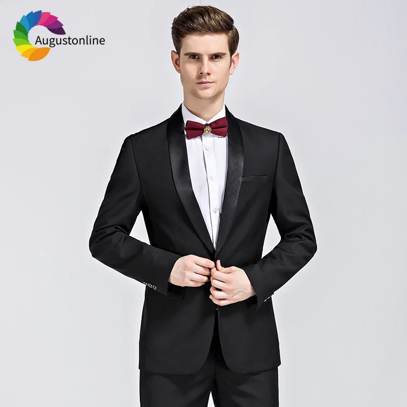 

Shawl Lapel Black Business Men Suits For Wedding Blazer Slim Fit Formal Tailor Made Tuxedo Evening Party Prom Best Man 2 Pieces