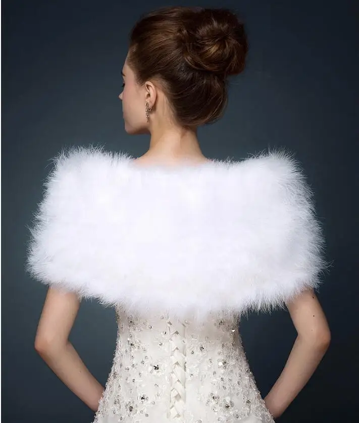 Wedding fur cape Luxurious ostrich feathers camel Fur Boleros wedding bride White ivory shrug bridal party shawls bolero  S124