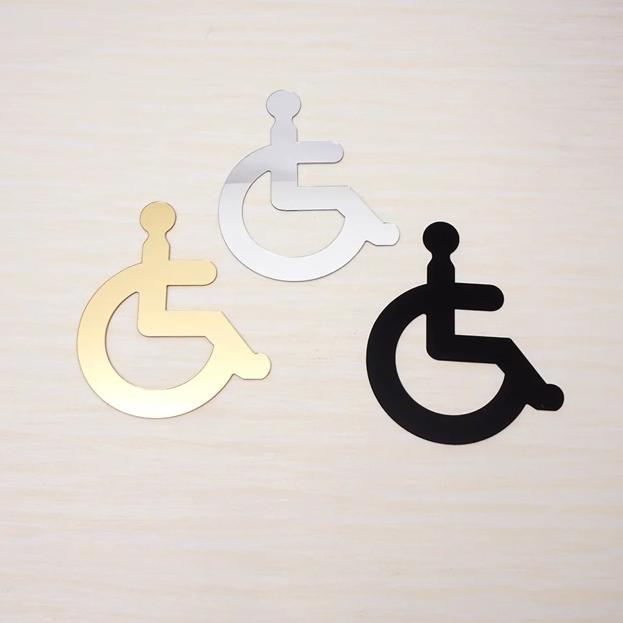 Disabled Toilet Signage WC Signs Wheelchair Acrylic Mirror Handicapped Only Instruction Wall Stickers Public Shop Home Decor