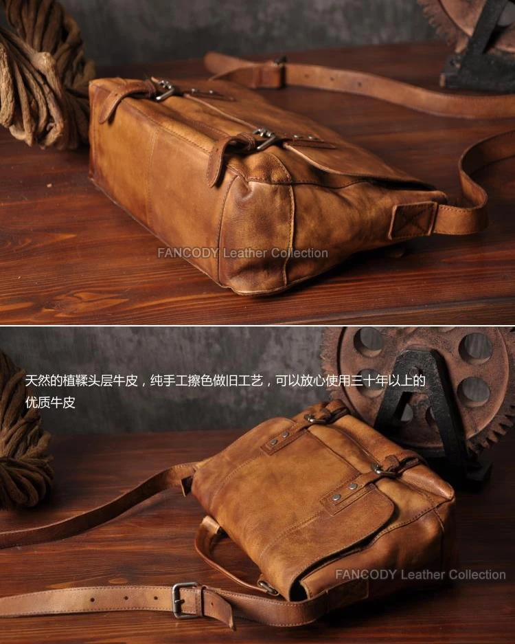 Imagem -04 - Bolsa de Ombro de Couro Genuíno Vintage para Homens Bolsas Mensageiro Bolsa Crossbody Bolsa Masculina do Lazer Moda