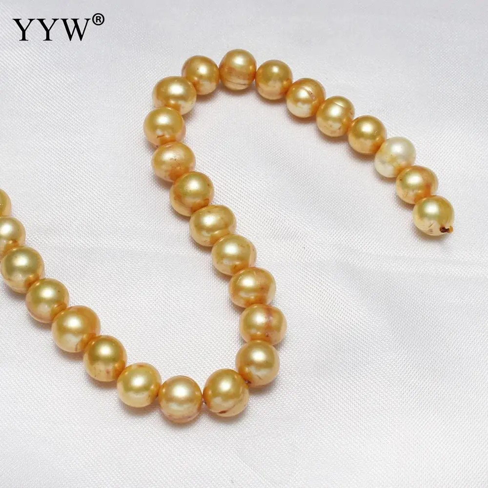 YYW High Quality Cultured Potato Freshwater Pearl Beads Yellow 10-11mm Approx 0.8mm Sold By PC