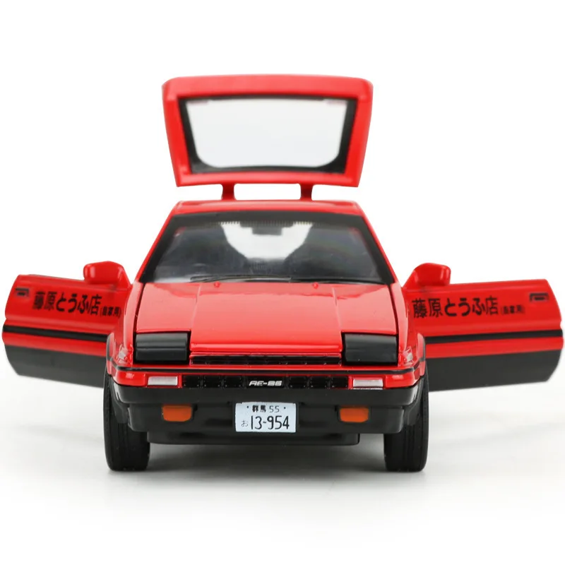 AE86 1:28 INITIAL D Toyota Alloy Car Model Anime Cartoon Fast Furious With Pull Back Sound & Light Diecast Vehicle For Boy Toys