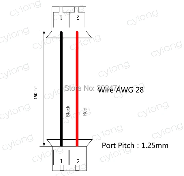 Conector de 2 clavijas con cable x 10 sets.2pin mm-MMT