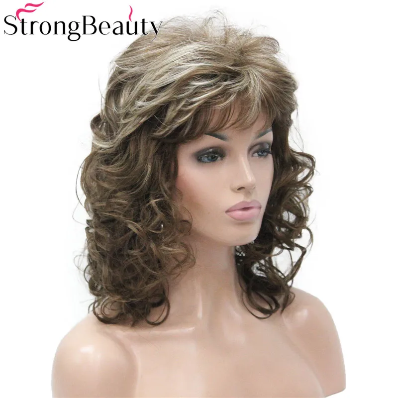 StrongBeauty Long Curly Burgundy Synthetic Wigs Women Natural Hair