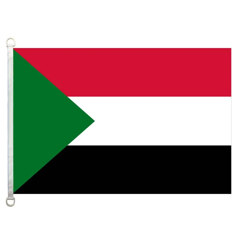 Sudan national  flag,90*150CM size, 120g/m2 knitted polyester fabric,with two D ring