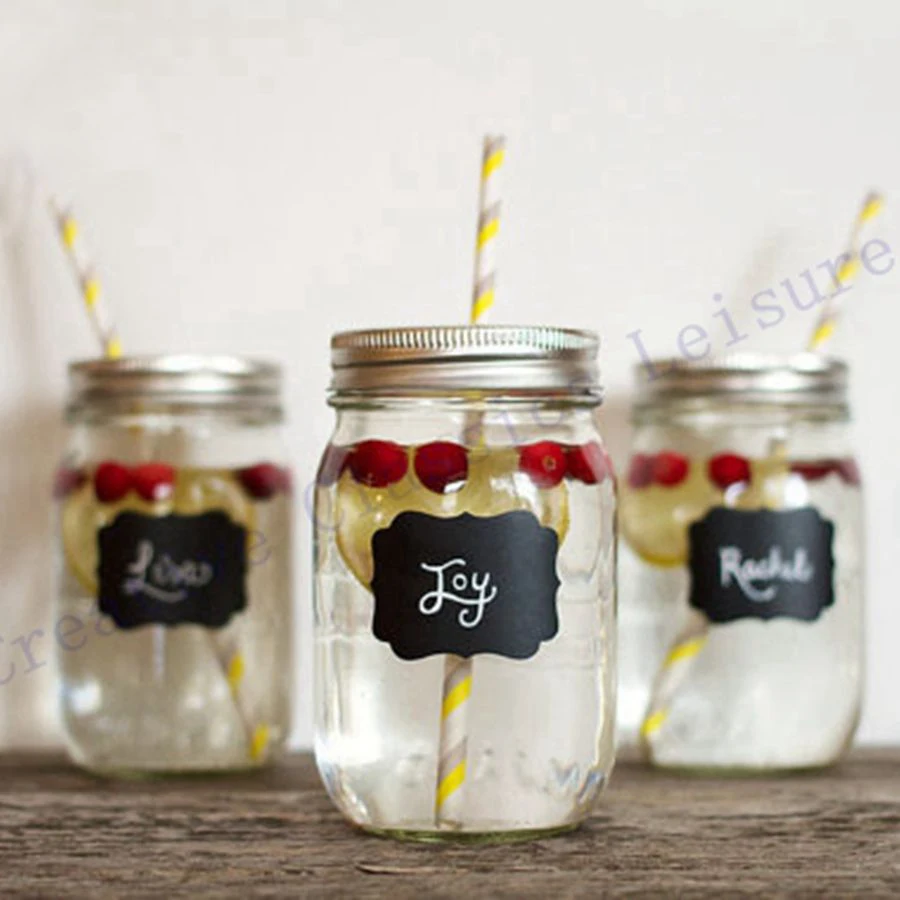 24pieces Fancy Mason Jar Wedding Chalkboard Labels , Wine Glass Drink Cup Label diy Reception Decoration idea