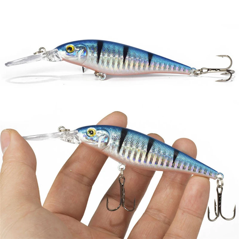 1PCS colorful Stripe pattern 11cm 10.5g Hard Bait Minnow streak Fishing lures Bass Fresh water hook diving perch wobbler fish image 2
