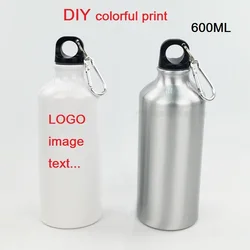 Mazwei-garrafa de alumínio 600ml, com impressão do logotipo, para viagem, esporte, fácil de tomar, com gancho para saco, portátil, diy