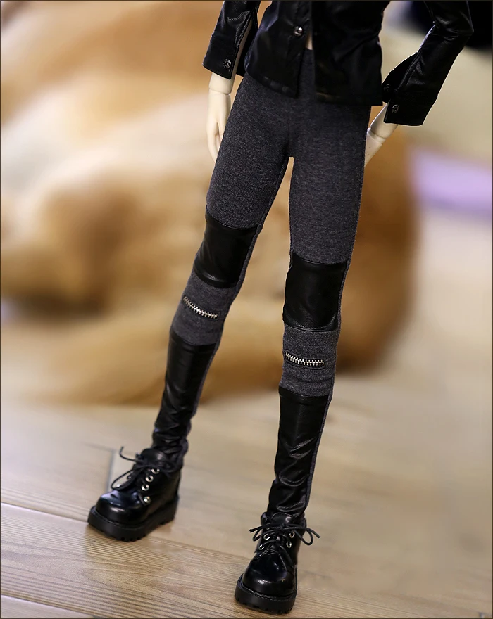 

D01-P069 children handmade toy 1/3 1/4 Doll Accessories BJD/SD doll clothes Leather stitching stretch pants 1pcs