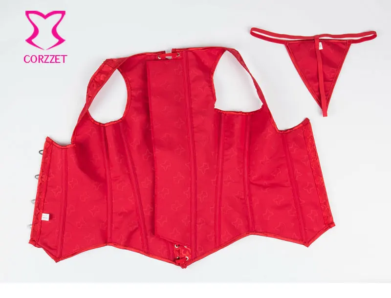 Red Steel Boned Underbust Corset Vest Bustier Top Plus Size 6XL Corpetes E Espartilhos Sexy Corsets And Bustiers Gothic Clothing