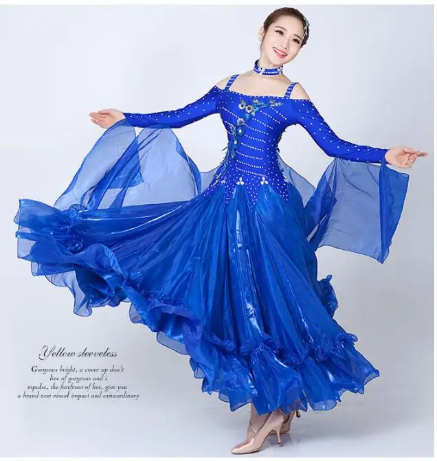 

Modern Dance Dress Standard Performance Ballroom Waltz Women Rhinestone Stage Shiny