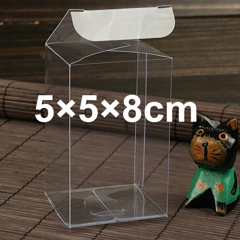 50PCS 5*5*8cm Transparent waterproof Clear PVC boxes Packaging small plastic box storage for food/jewelry/Candy/Gift/cosmetics