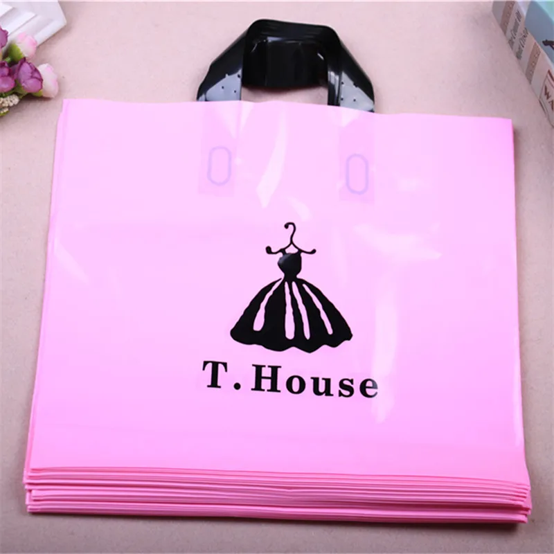 High-density Polythylene Eco-friendly Luxury Pink Clothing Packaging With Skirt 10pcs/lot 29*35cm Sacos de Plastico for Wedding