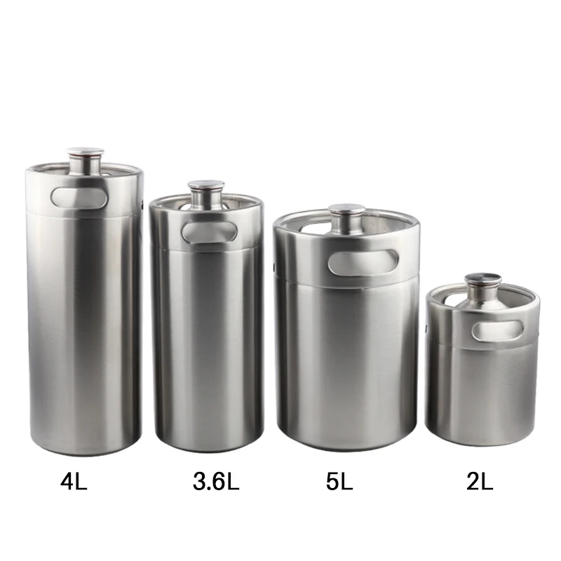 2/3.6/4/5L Stainless Steel Beer Growler,Mini Keg Growler for Craft Beer Dispenser System,Home Brew Beer Brewing