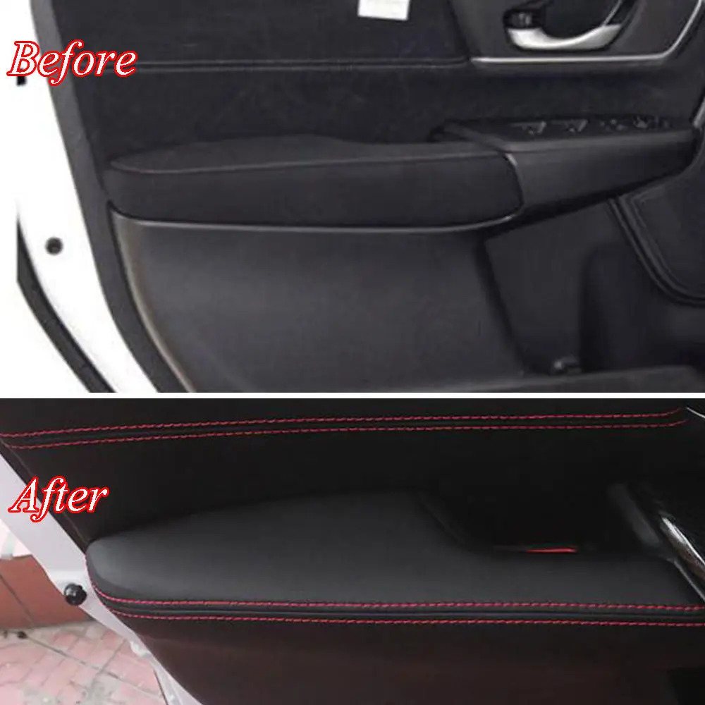 For Honda CRV CR-V 2017 Door Armrest Decor Surface Cover Panel Trim PU Leather Anti-collision Car Styling Covers Protect Overlay