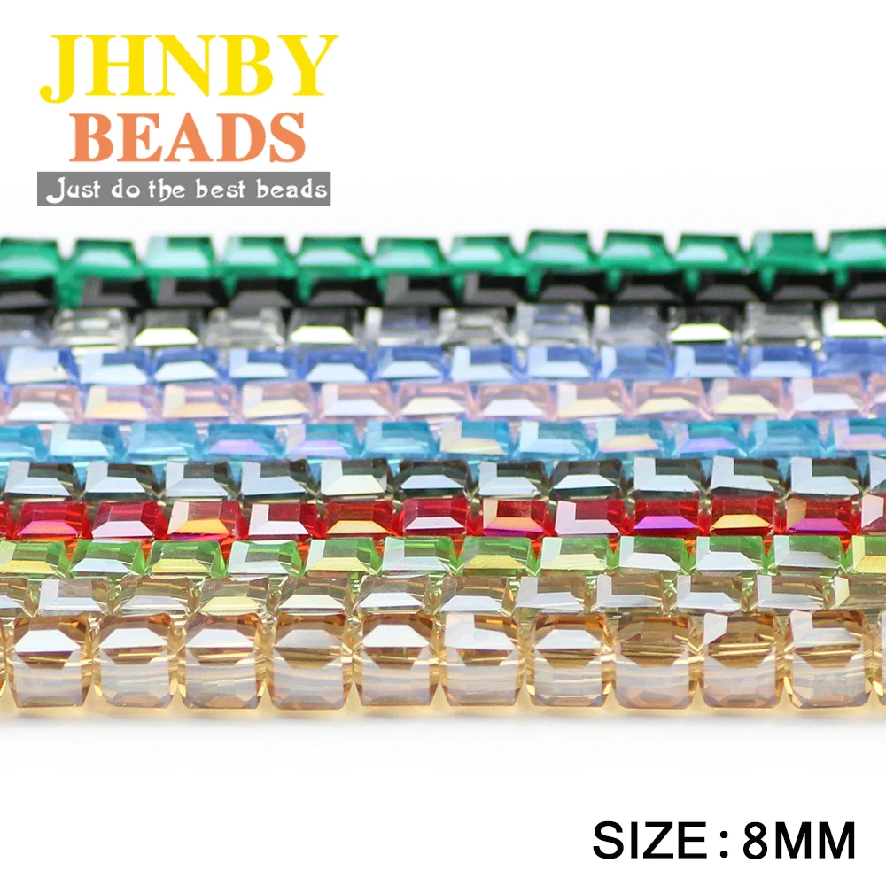 JHNBY Square shape Austrian crystal beads 8mm 30pcs High quality glass Loose beads for jewelry making bracelet DIY Accessories