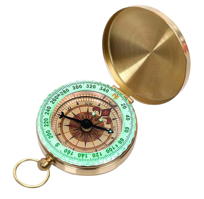 Copper Pocket Watch Style Advertising promotion Gift Foldable Luminous Outdoor Multifunctional compass Camp Present Compass