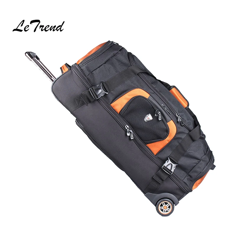 LeTrend 27/32 inch large capacity Travel Bag Rolling Luggage Suitcases Wheel Women Orange Shoulder Bags Men\'s Backpack