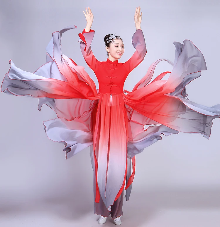 Costumes de danse classiques pour femmes, élégant style chinois, manches modernes, jupe Hanfu, costume féerique pour adultes