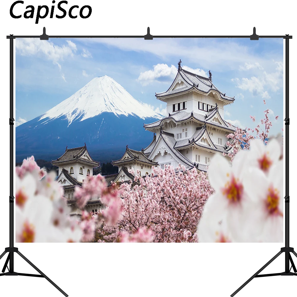 

Capisco backdrop for photo studio Mount Fuji Cherry blossoms architecture nature view photography background photobooth prop