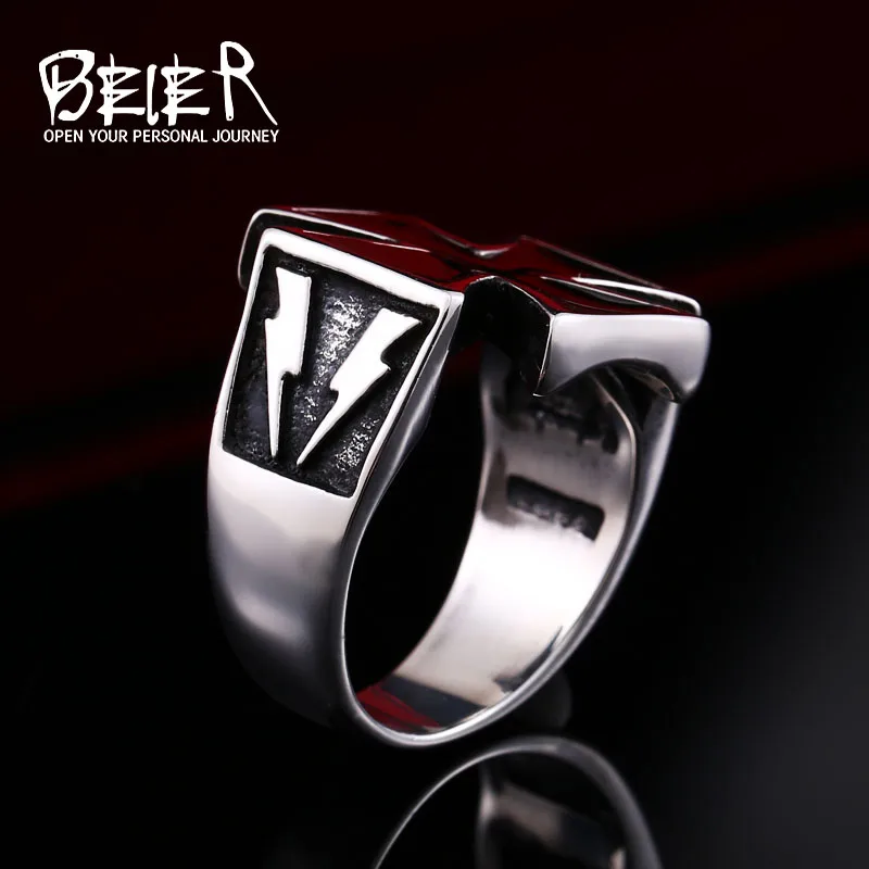 BEIER 2018 Man Punk Cool For Stainless Steel Iron Cross Style Rings Men  Fashion Jewellery Unique Gift BR8-205 US Size