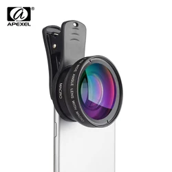 APEXEL 2 in 1 Phone Camera Lens kit 0.45x Wide Angle & 12.5x Macro Lens HD Camera Lentes for ios android smartphones