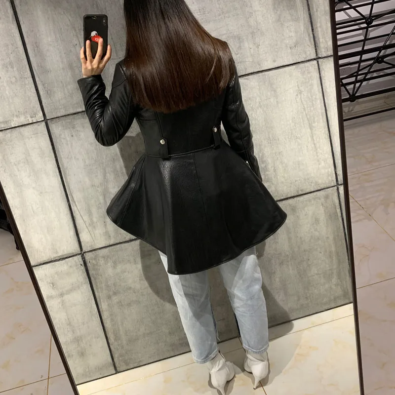 2021 Winter Fashion Women Motorcycle Faux Leather Jackets Ladies Long Sleeve Autumn Winter Biker Zippers Streetwear Black Coat