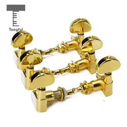 Tooyful High Quality 3 Pairs Steel String Tuning Buttons Pegs Tuners Machine Head Guitar 3L+3R Gold for Electric Acoustic Guitar