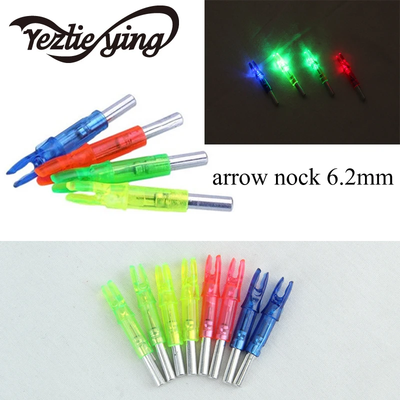 3PCS Automatically Lighted Bow String Activated LED Luminous Arrow Nock Tail Archery Arrow Bow For ID 6.2mm Hunting Archery