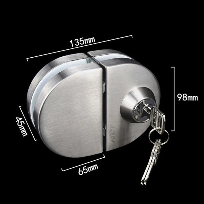 

Glass Door Locks Single/Double Door No-need Punch Stainless Steel Central Frameless Glass Semicircular Lock Lockset