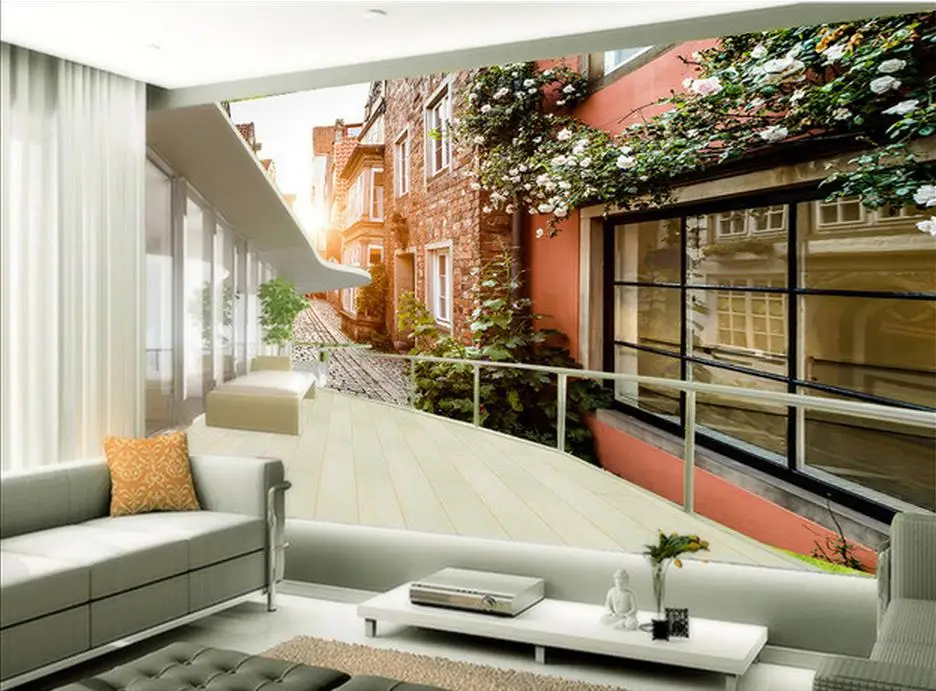 Custom 3d photo wall paper alley street landscape Art Mural for Living Room Large Painting Home Decor