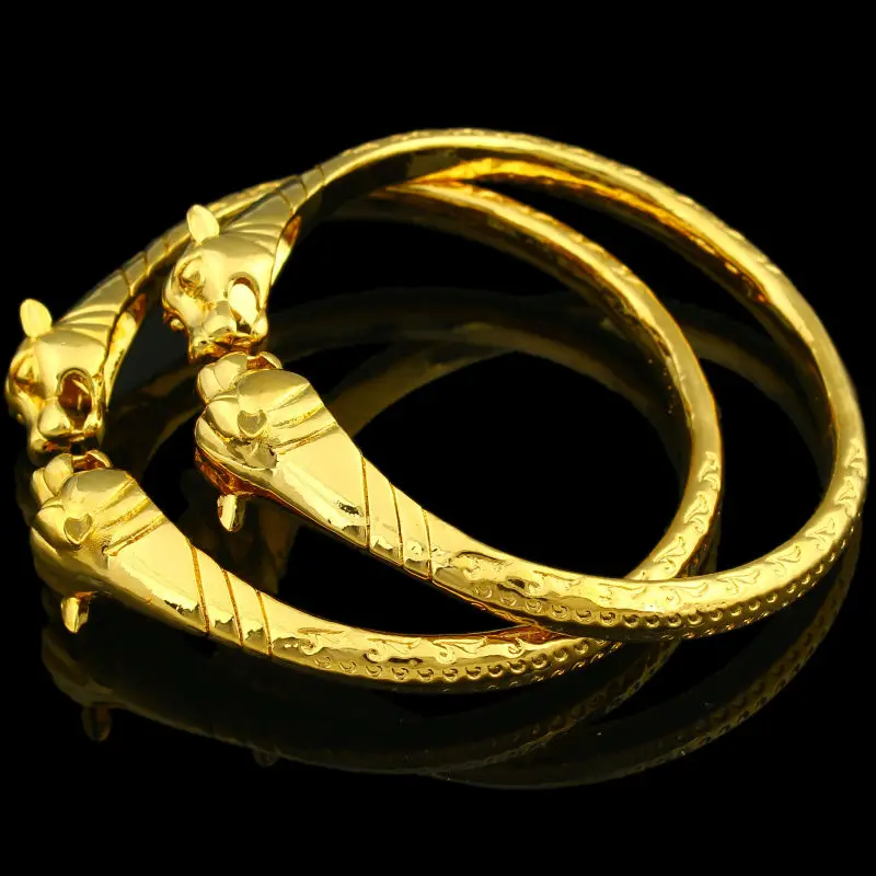 

Adixyn 2pcs/lot New Dubai Dragon Bangles for Women Men Gold Color Bangle Bracelet Ethiopian/India/African Jewelry