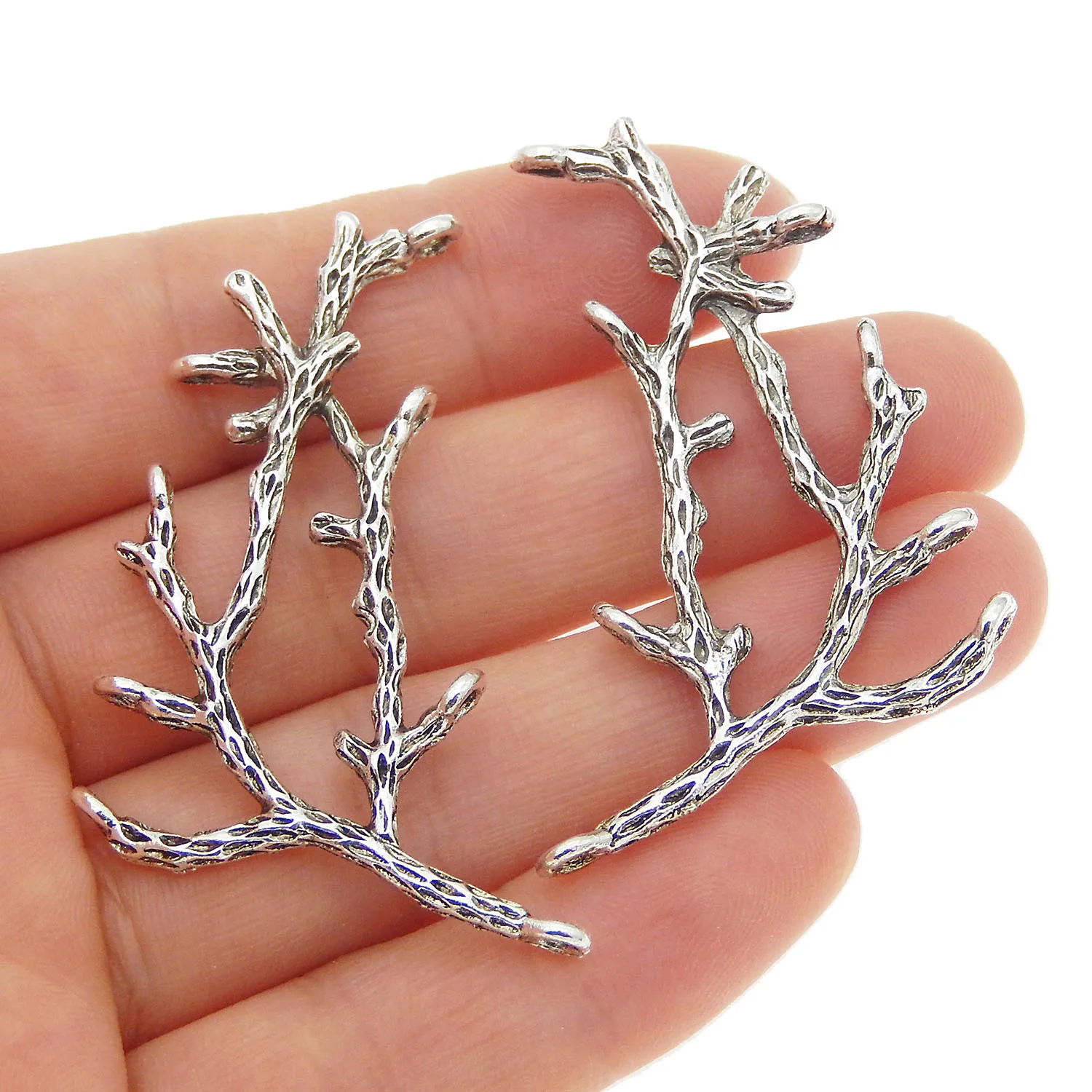 15pcs/lot Alloy Vintage Silver Color Necklace Pendant Bracelet Branches Handmade Craft Jewelry Making Finding  52*35mm  35352