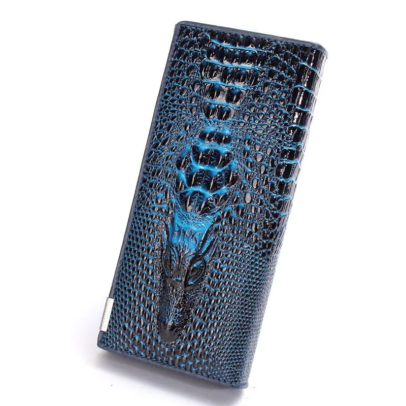 

2024 Fashion 3D Crocodile Grain Women Long Wallets PU Embossed Design Draw-out Type Female Wallet Clutch Purses Carteira