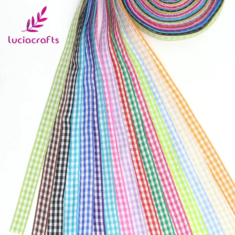 Lucia crafts 5yard Printed Grid Grosgrain Ribbon Gift Package DIY Hairbow Accessories T0102