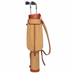 Tourbon Vintage Golf Club Bag Carrier Pencil Style Canvas & Leather Fleece Padded Golf Sticks Case Cover Sunday Bag 89CM
