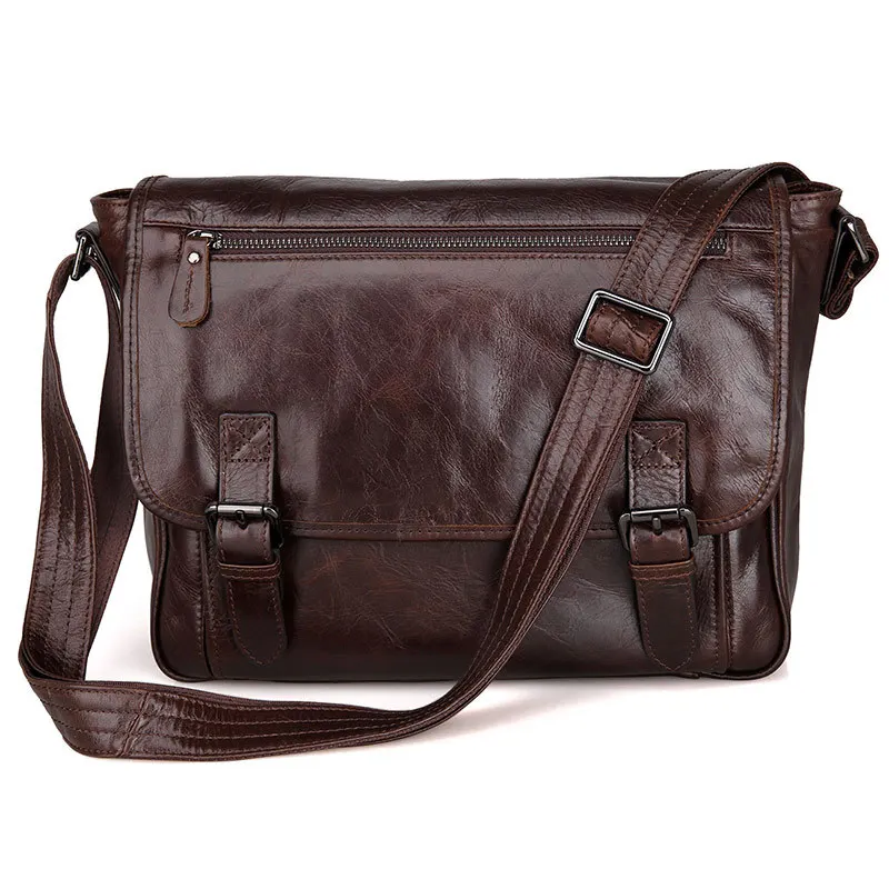 Fashion Oil Waxed Genuine Leather Shoulder Bag Men Messenger Bag Leather Crossbody Bag Sling Leisure Bag Casual New M184